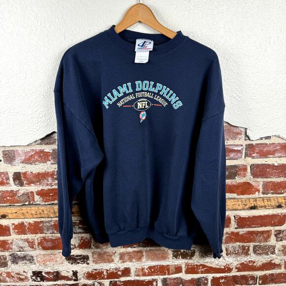 Vintage Miami Dolphins Sweatshirt Size XL Blue Fleece Crewneck Football NFL USA - Picture 1 of 4